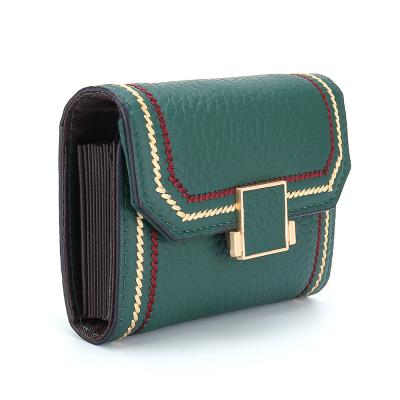 China Classic Waterproof Quality PU Clutch Money Purse Metal Lock Short 12 Slots Credit Card Holder Wallet Woman for sale