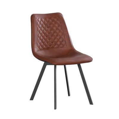 China 2021 Modern Cheap Metal Leg Diamond PU Leather Microfiber Upholstered Dining Chairs for sale