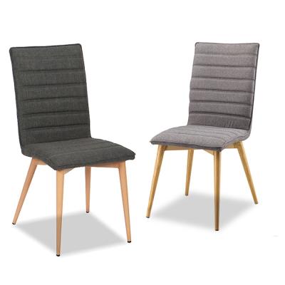 China Hotsale Modern Cheap Price Fabric Dining Chair Metal Color Wood Leg For Dining Room for sale