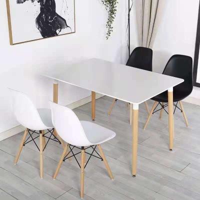 China Wholesale Cheap Modern Design Dining Table Restaurant Table MDF Tops Modern Design Dining Tables With Wooden Legs for sale