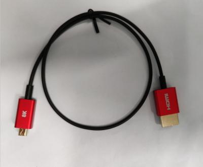 China Retro Computer Red Color Mini Dp Displayport Hdmi To PC 2 Hdmi Adapter 0.5M Slim 8K 60Hz 2.1 Hdmi Cable for sale