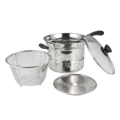 China Viable Cooking Pot Set Cookware Stainless Steel Spaghetti Pot Nonstick Noodle Pasta Pot Stock Pot With Steamer for sale