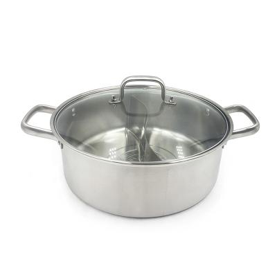 China Stored Induction Double Chinese Flavor Cooking Pot Factory Cookware Restaurant Metal Soup Pot Stainless Steel Hot Pot Divider for sale