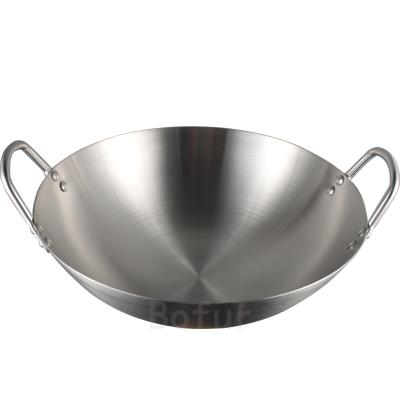 China Factory Price Sustainable Double Handle Beef Steak Cook Stainless Steel Nonstick Frying Pan For Kitchen for sale