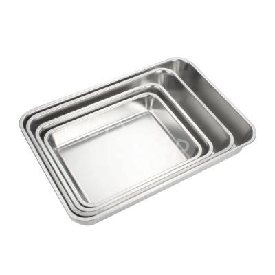 China Rectangle Food Sustainable Deep Stackable Serving Trays Stainless Steel Non Stick Baking Tray for sale