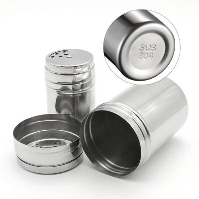 China Sustainable Custom Flavoring Pepper Salt Shakers Metal Stainless Steel Containers Bottle Spice Jar for sale