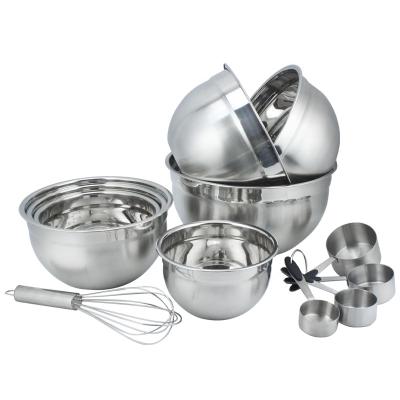 China Sustainable Modern Cake Baking Bowl With Egg Beater And Measuring Cup Set Deep Stainless Steel Salad Bowl Serving Bowl for sale