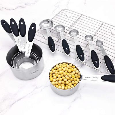 China Sustainable Tablespoon And Teaspoon For Kitchen Cups Dry And Liquid Stainless Steel Metal Measuring Spoons And Set for sale