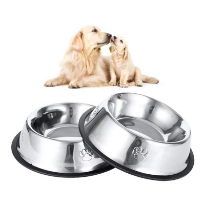 China Viable Stainless Steel Bowl Pet with Silicone Steel Ring Base Dog Eating Water Bowl Pet Food Container for sale