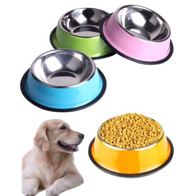 China Durable Color Liner Travel Convenient Non Slip Pet Bowl Stainless Steel Pet Driver Dog Bowl For Water Food for sale