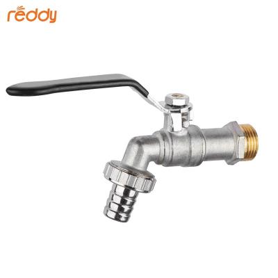 China OEM Reddy 1/2 Inch Contemporary Bibcock Ball Faucet Brass Zinc Alloy Handle Nickel Plated Garden Bibcock Taps For Home Hotel for sale