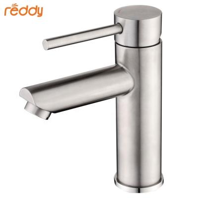 China Competitive Price 304 Stainless Steel Basin Faucet Water Saving Bruchsed Faucet Thermostatic Deck Mounted Hot And Cold Mixer Bathroom Faucet for sale