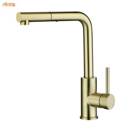 China Thermostatic Faucets Grade Hot And Cold Single Drop Head Adjustable Stainless Steel Handle Kitchen Sink Taps Brushed Gold Kitchen Faucets for sale