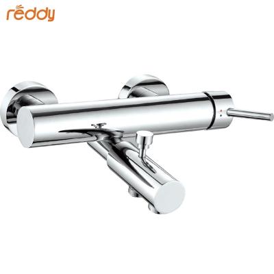 China Without Sliding Bar Polished Surface Treatment Bathroom Sink Faucet Water Bath Chrome Shower Faucet Wall Mounted Bath Faucet With Zinc Handle for sale