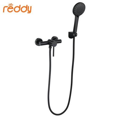 China With Slide Bar Bathroom Rain Shower Sets Wall Mount Chrome Matte Black Thermostatic Shower Rainfall Single Hand Shower Mixer Faucet for sale