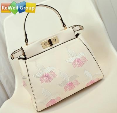 China White / Light Blue And Skin Ladies Leather Business Bags Miss Handbag for sale