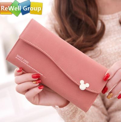 China Small Pure Fashion Long Ladies Leather Handbags with Credit Card Socket for sale