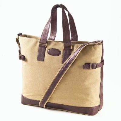 China Rachel Cotton Canvas Messenger Bag Everyday Tote Bag With Leather Trim for sale