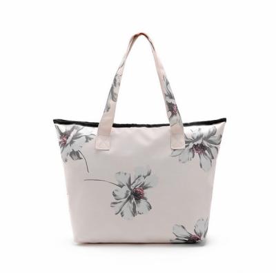 China Flowers 12 OZ Canvas Locking Bank Bag , One Shoulder Zipper Shopping Bag for sale