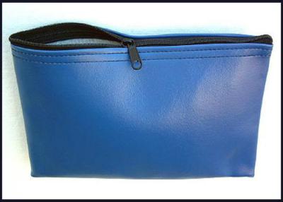 China Blue Colors PU leather 11'' X 5'' Bank Deposit bags with printing Logo on center for sale