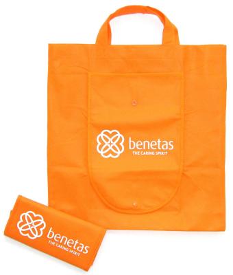 China Orange environmental Recycled Fabric Non-woven Shopping Bag With Offset Printing Logo for sale