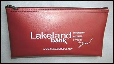 China Small Recycled Red PVC Bank Deposit Bags with Silk screen logo 11 x 6’’ for sale