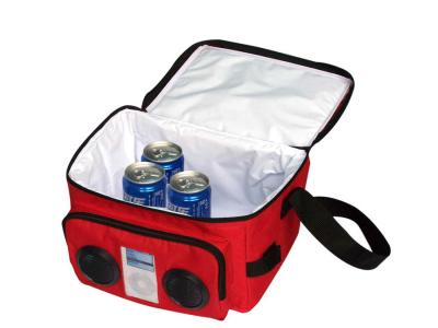 China Red Recycle 600D Polyester Radio lunch Cooler bag with PP Shoulder Strap for sale