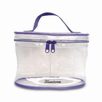 China Transparent PVC Cosmetic packaging Bags With Double Zipper / Handle Ziplock for sale