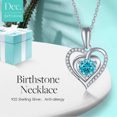 China Wholesale Romantic Sterling Silver Heart Necklace White Gold VVS Moissanite Pendant Necklace for sale