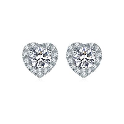 China Hot Sale TRENDY Fashion 925 Sterling Sliver Moissanite Earrings White Gold Studs Earrings for sale