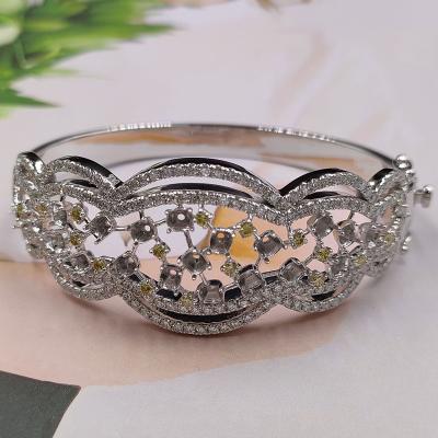 China Handmade Stone Setting Nature Gem Semi-Built Diamond-Bracelet CAD Cut Ovum Bracelets Trendy Design Trendy Jewelry & Bangles for sale