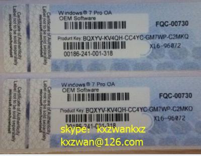 China Brand new coa sticker of Windows 7 Pro OA OEM Sticker COA with genuine oem key for sale