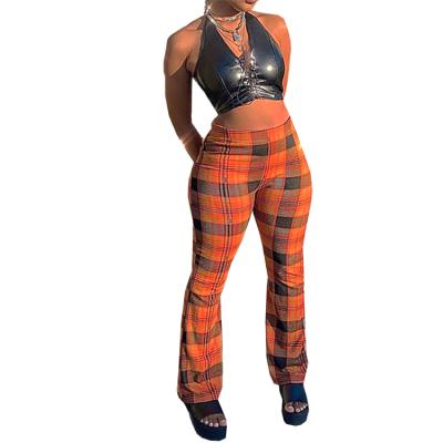 China Viable 2021 new wholesale high waist plaid printed casual harem pants women's ROCKET PANTS for sale