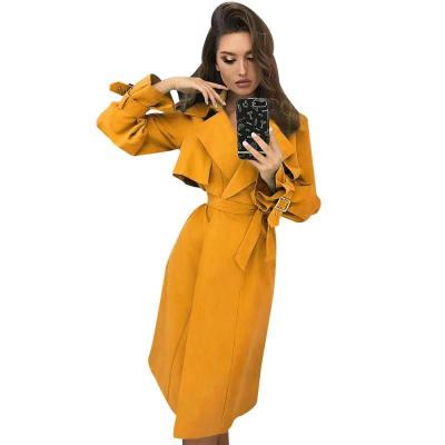 China Autumn And Winter Breathable Nylon Anorak Jacket Solid Color Belt Casual Long Nylon Anorak Coat for sale