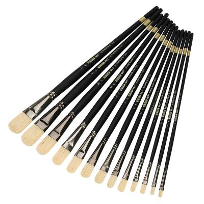 China Paint Brush for Watercolor Painting Brush Round Filbert Acrylic Paint Brush Artist Set Long Handle Bristle Paint Brush for sale