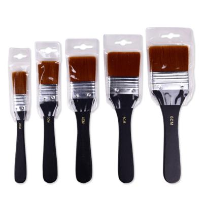 China Brush For Watercolor Balance Brush Wooden Handle Nylon Hair Paint Brushes Nylon Chip Flat Brush For Wall Building Paint for sale