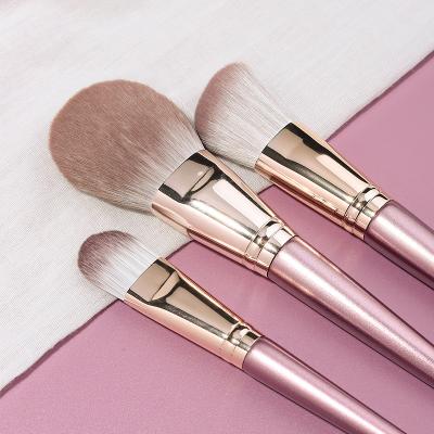 China Angular Blush 10pcs Makeup Brushes Portable Soft Hair Makeup Brush Set Beauty Tools with Matte Wooden Handle for sale