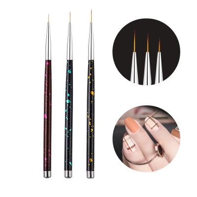 China NAIL 6/9/12 Nail Art Liner Brush Set 3pcs Logo Nylon Hair Metal Handle Gel Nail Custom UV BRUSH 3 for sale