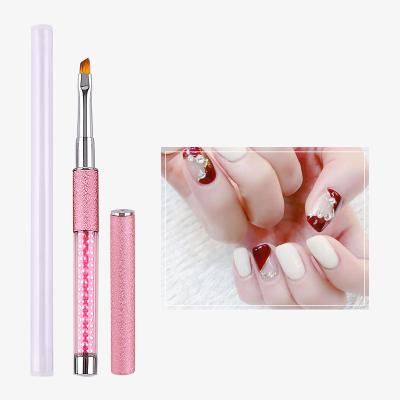 China High Quality NAIL Pearl Grind Nail Coating Fan Sandy Round Brush Plastic Acrylic Handle Nail Brush Set for sale