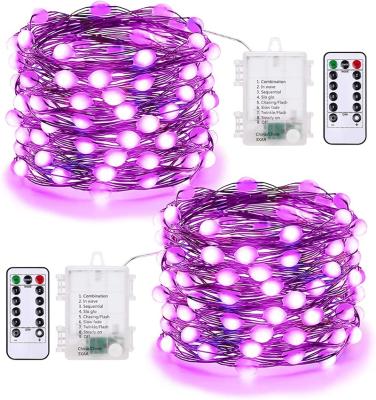 China Imeelighting Garden Purple Halloween Lights, 2 Packs 17.48ft 50 LED Purple Fairy Lights with Outdoor, 8 Modes Battery Halloween Lights for sale