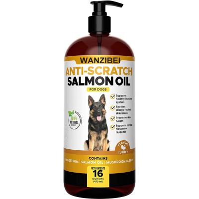 China OEM Stocked Salmon Oil for Dogs and Cats for Coats Soft Shiny Dry Skin Pure Natural Omega 3 Fish Oil for Dogs and Pets Liquid Supplement for sale