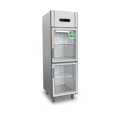 China Commercial Single-Temperature Stainless Steel 2-Door Beverage Cooler for sale