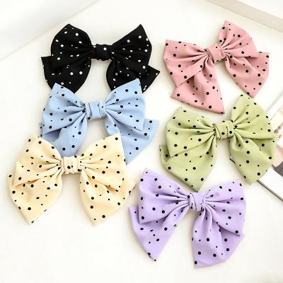 China Wholesale Hair Clips Dots Custom Print Fabric Bowknot Fashion Women Hair Accessories Hair Claws for sale