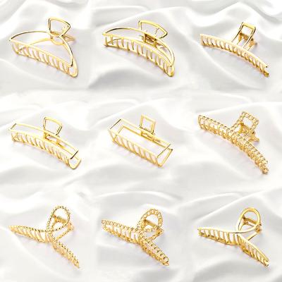 China Fashion 11cm metal hair claw the big high quality hair claw cut gold metal hair clip claw for sale