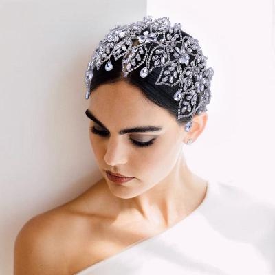 China Wedding Hair Decoration High Quality Ladies Banquet Stage Dress Up Crystal Tiara Wedding Bridal Headband Headpiece for sale