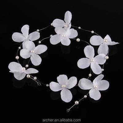 China Newest Selling Soft Pearl Handmade Hot White Butterfly Headband Hair Accessories HA-1416 Bride Accessory for sale