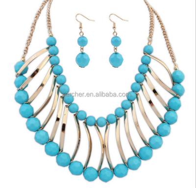 China ALLOY fashion acrylic bead african beads jewelry set multi layer necklace and earring set and jewelry set made in china for sale