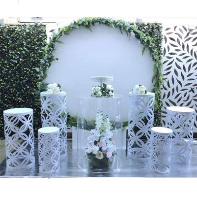 China Wedding Furniture Good Quality Iron Acrylic White Backdrop Wedding Display Stand for sale