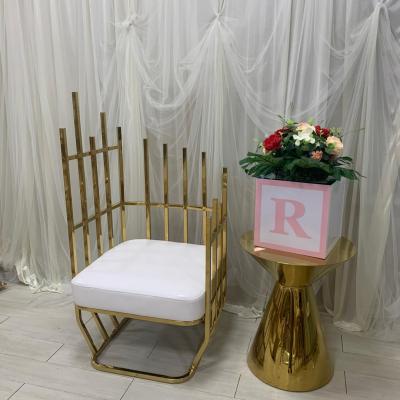 China Modern luxury gold stainless steel metal event wedding chairs and tables for sale