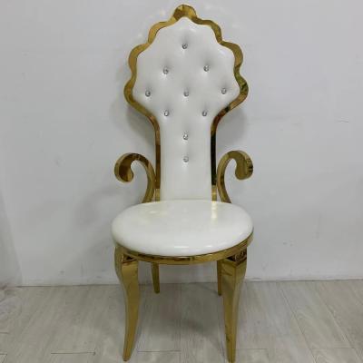 China Modern Stainless Steel Crystal Back Wedding Knob Golden Throne Chairs for sale